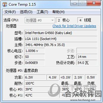 CoreTemp(CPU数字温度传感器)下载 v1.17中文版